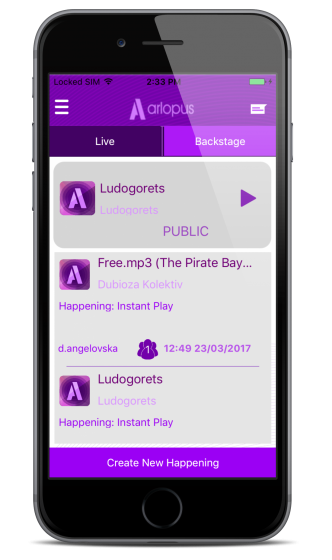 Live and backstage Arlopus screens